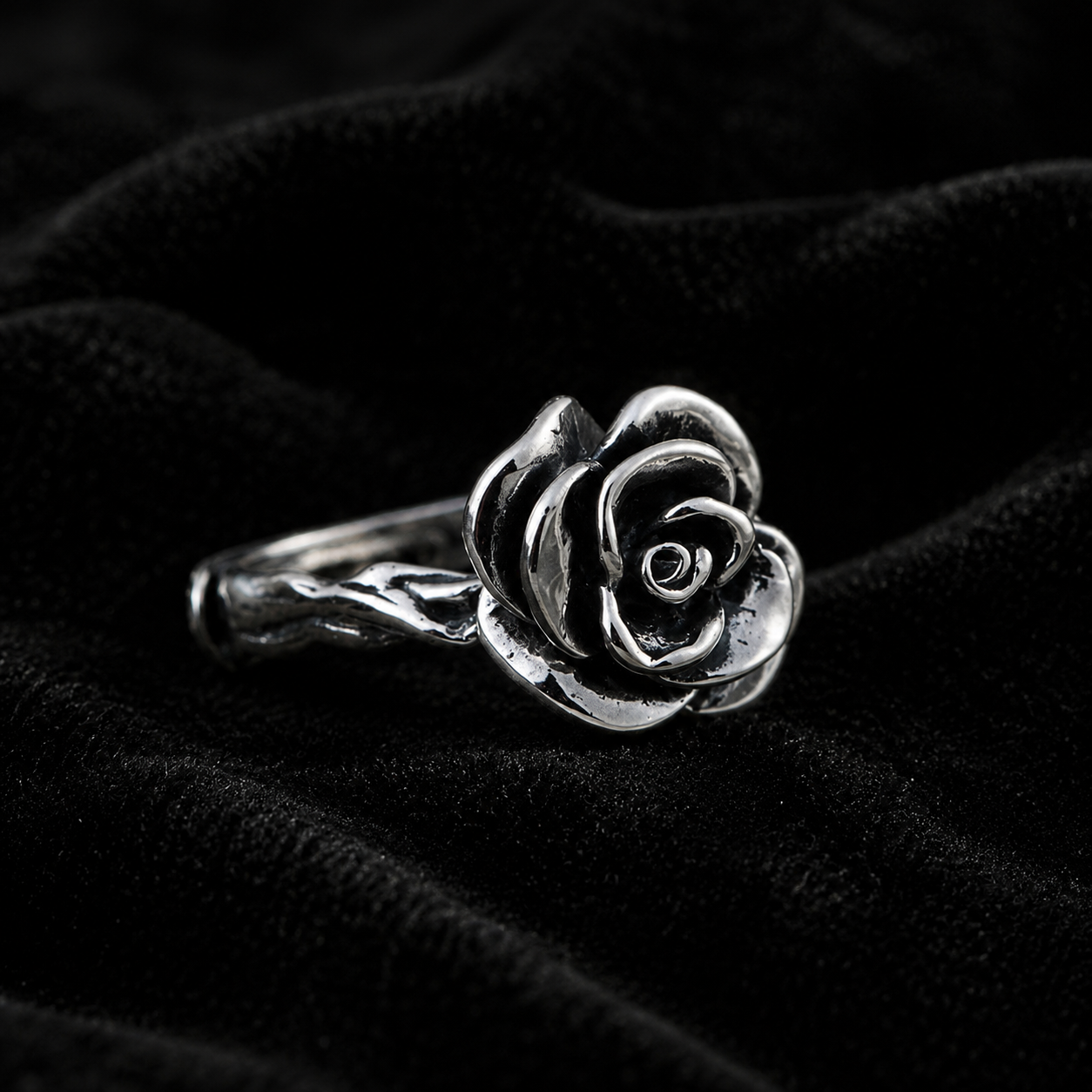 Anello Rosa Spina Noir (Argento s925)