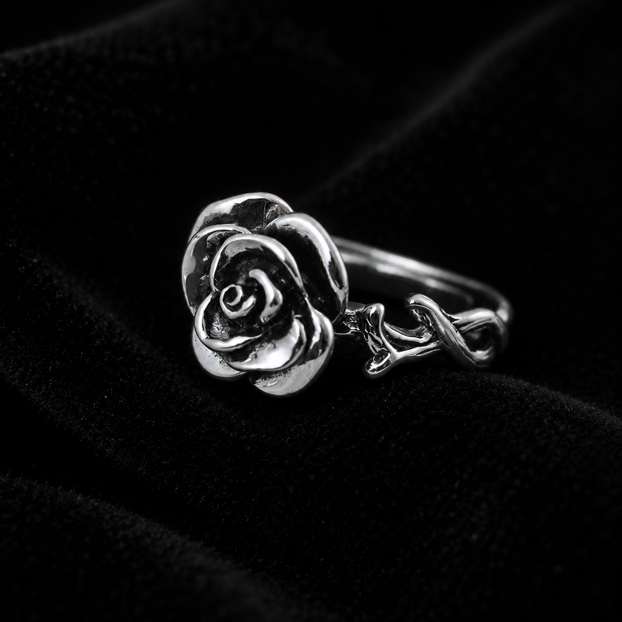 Anello Rosa Spina Noir (Argento s925)