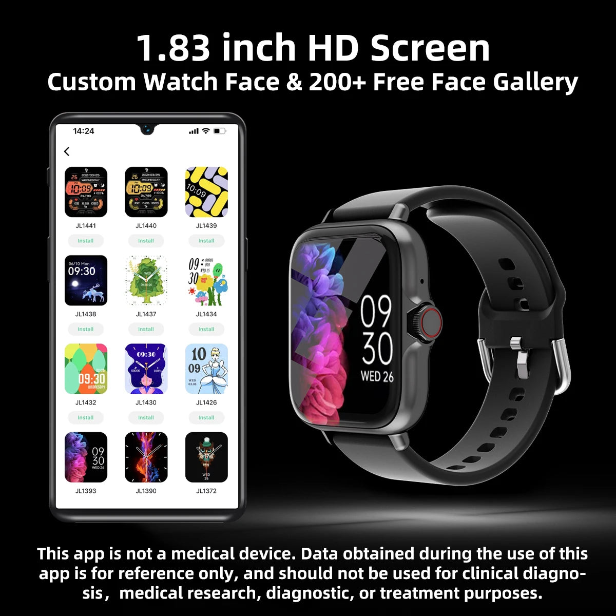 Smartwatch unisex con messaggio di risposta alla chiamata Monitoraggio del sonno Avvisi informativi contapassi sportivo per iPhone Android