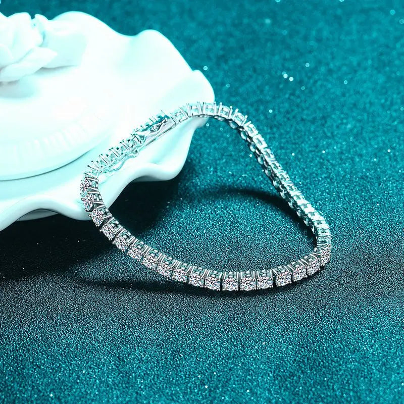 100% S925 Sterling Silver 2-6mm Reale Moissanite Bracciale da tennis per le donne Gioielli da sposa Regalo squisito di Natale