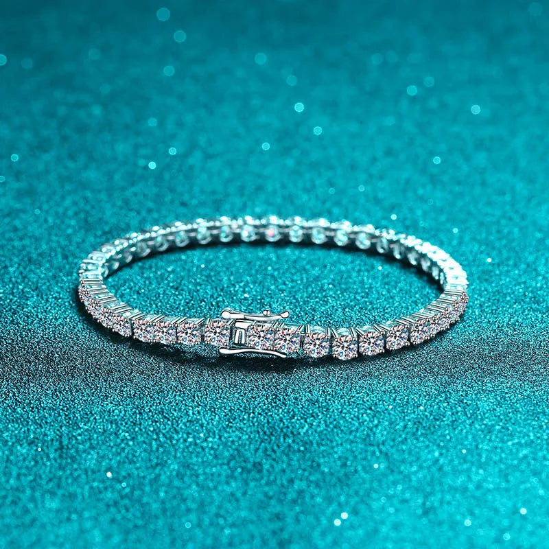 100% S925 Sterling Silver 2-6mm Reale Moissanite Bracciale da tennis per le donne Gioielli da sposa Regalo squisito di Natale