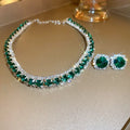 FYUAN collana di cristallo di lusso orecchini Set Champagne verde blu collana nera per le donne matrimoni Set di gioielli per feste accessori