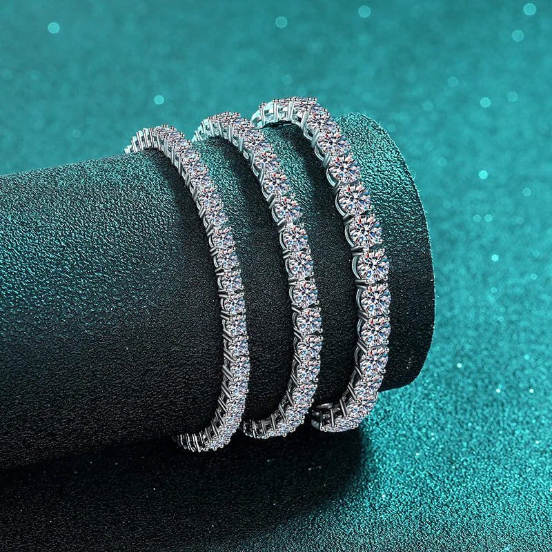 100% S925 Sterling Silver 2-6mm Reale Moissanite Bracciale da tennis per le donne Gioielli da sposa Regalo squisito di Natale