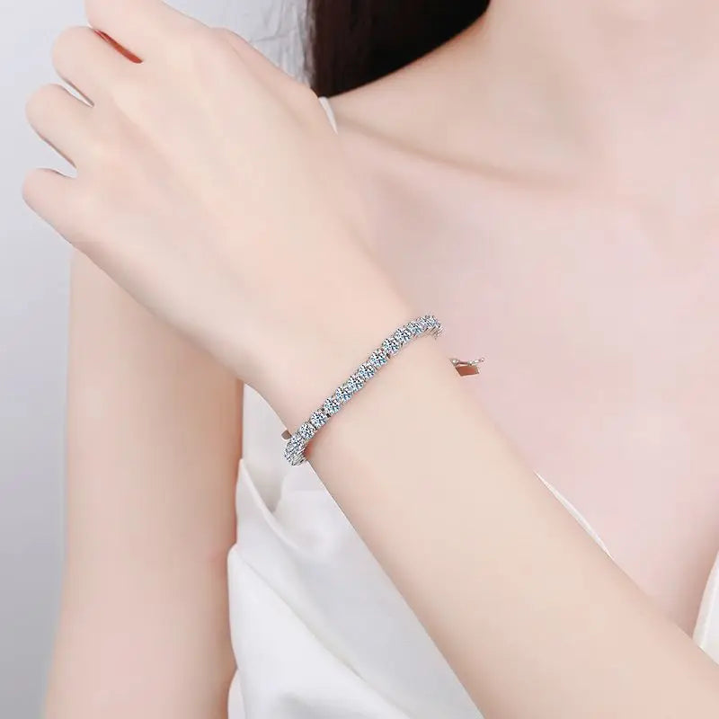 100% S925 Sterling Silver 2-6mm Reale Moissanite Bracciale da tennis per le donne Gioielli da sposa Regalo squisito di Natale