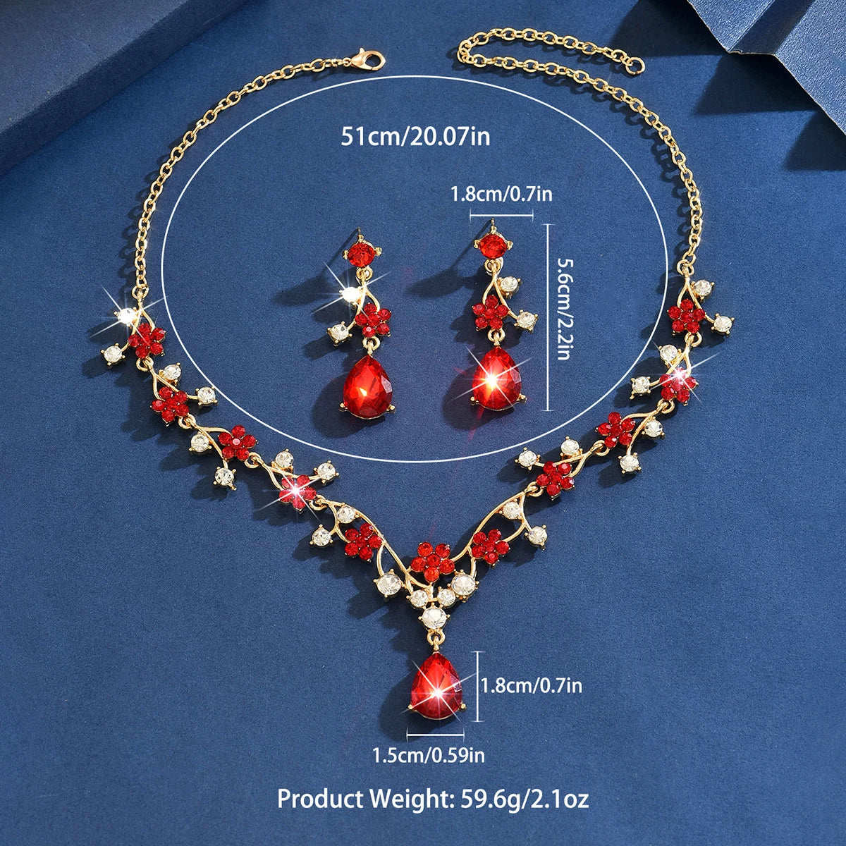 Collana e orecchini con zirconi intarsiati a forma di lacrime d'angelo, set di gioielli di lusso leggero, accessori da sposa.